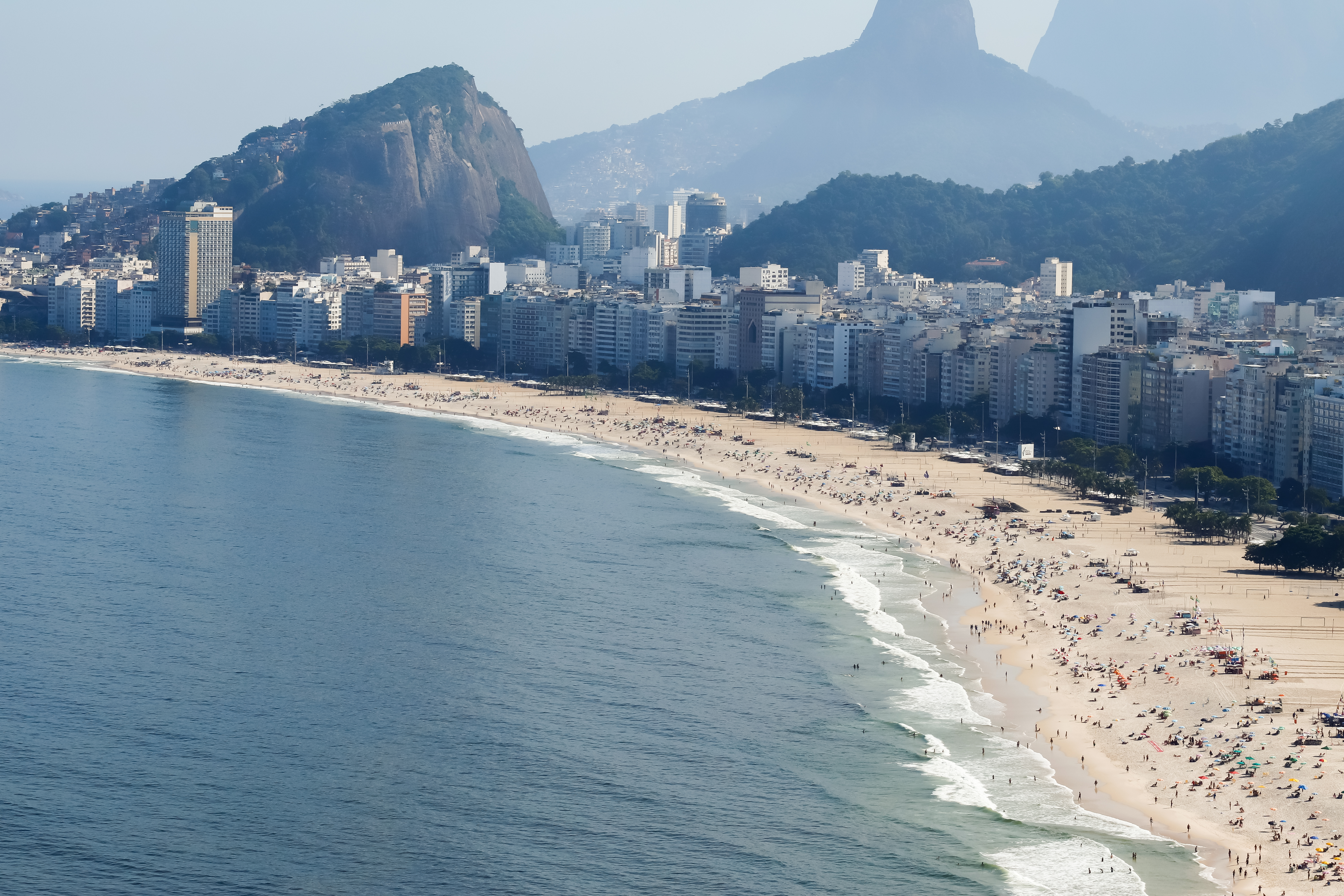 Aerial view of Copacabana beach, Rio de Janeiro - Brazil.