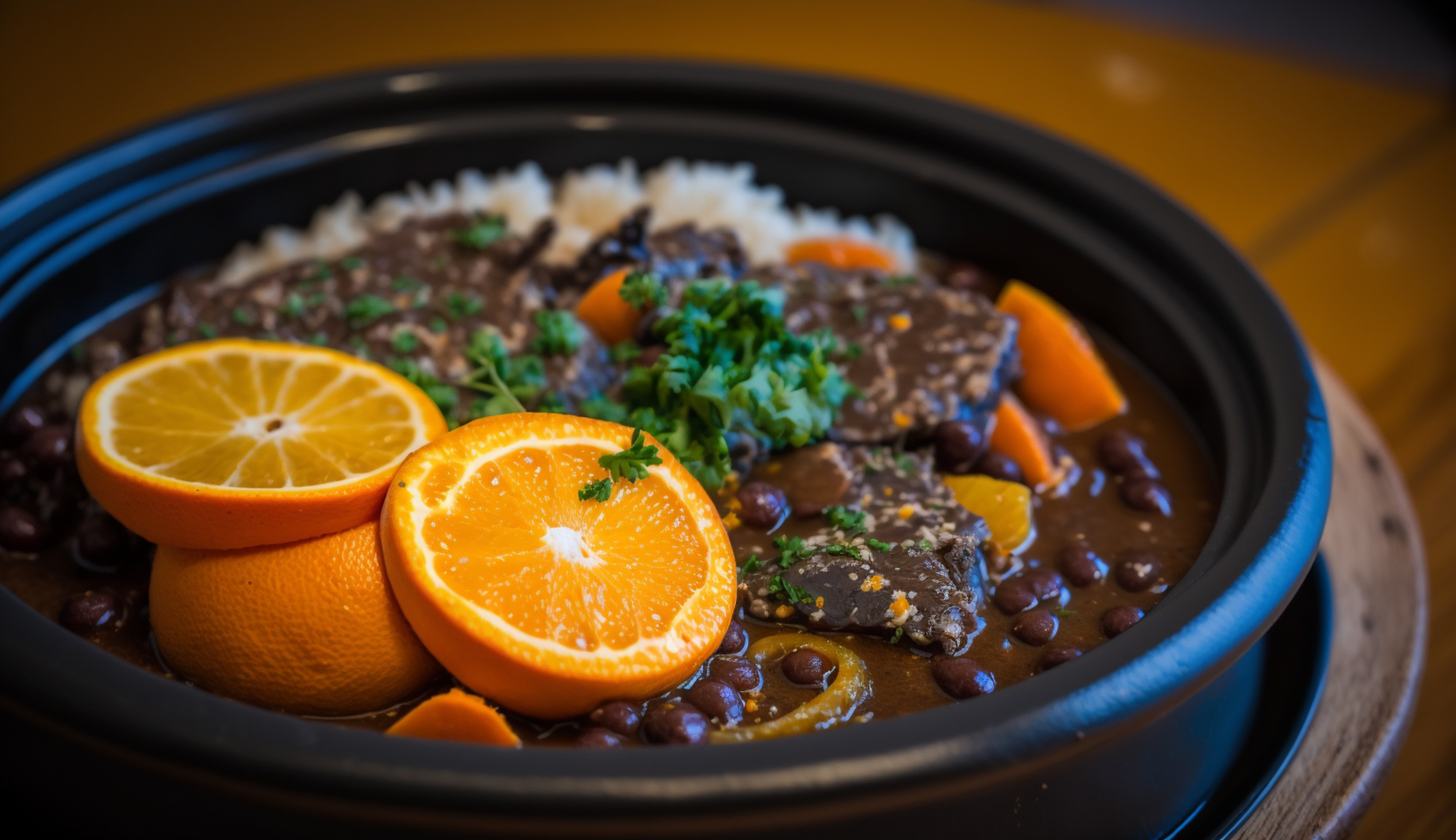 Picture of a feijoada, a typical Brazilian food.